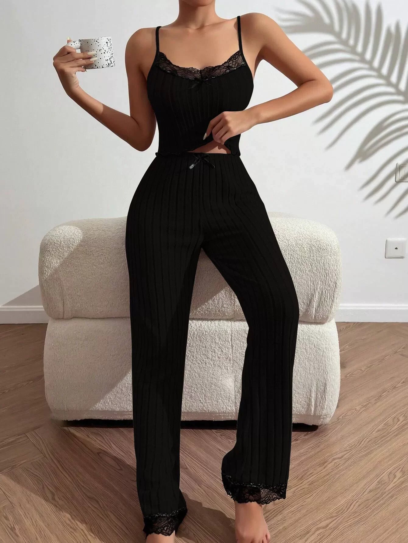 Spring Summer Sleepwear Women's Pajamas Tank Tops Tee Trouser 2 Piece Set Loose Home Wear Suit Nightwear Pyjamas