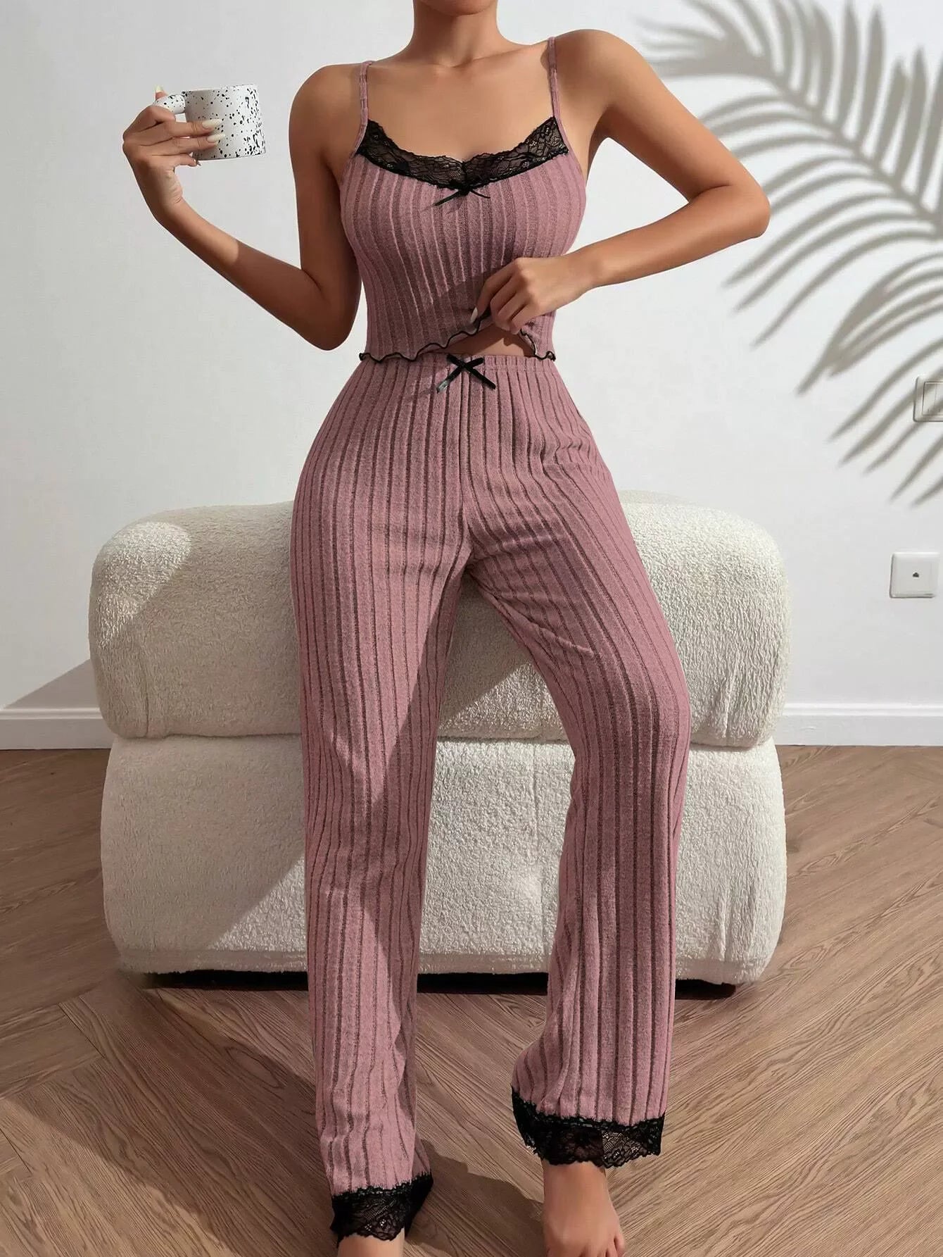 Spring Summer Sleepwear Women's Pajamas Tank Tops Tee Trouser 2 Piece Set Loose Home Wear Suit Nightwear Pyjamas