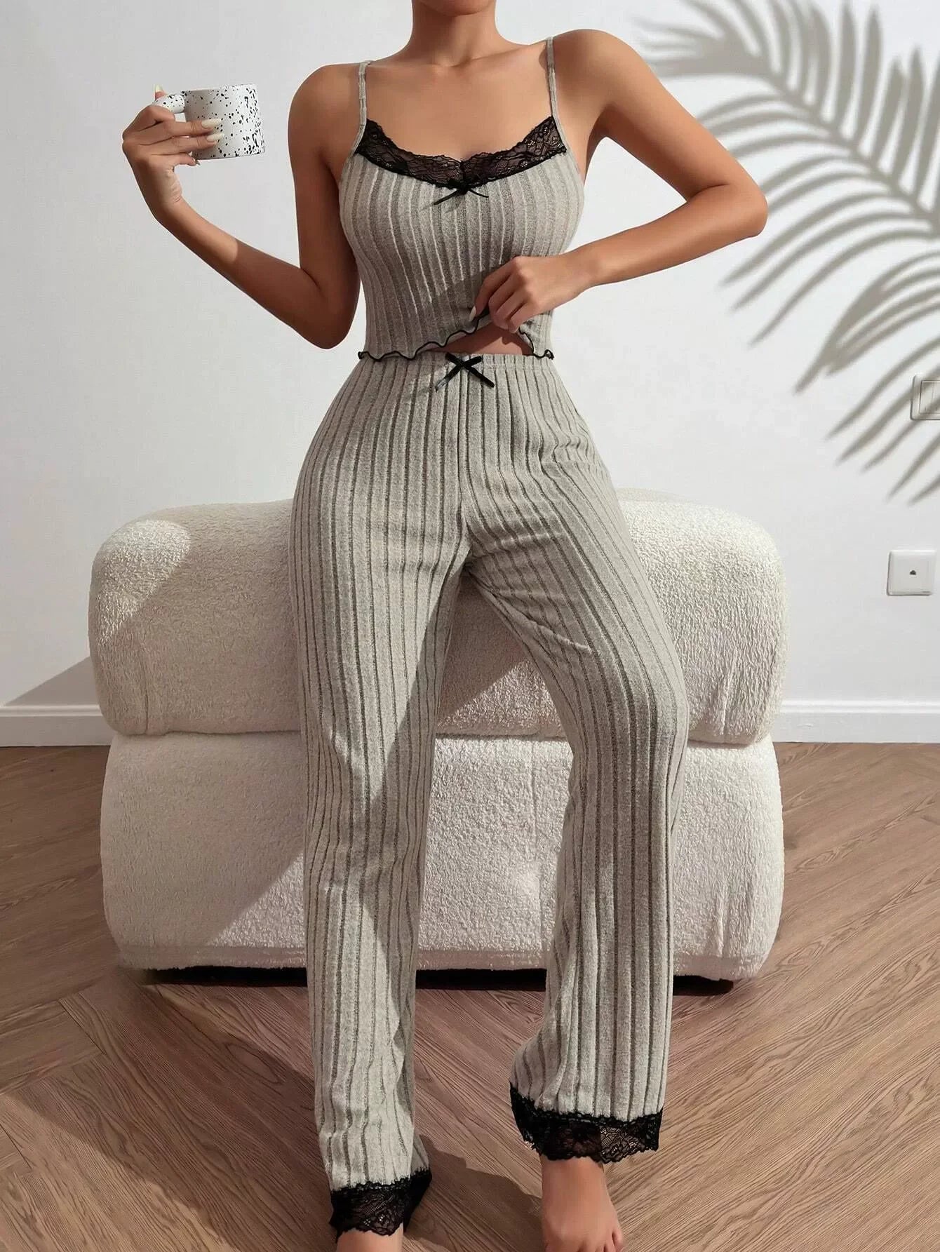 Spring Summer Sleepwear Women's Pajamas Tank Tops Tee Trouser 2 Piece Set Loose Home Wear Suit Nightwear Pyjamas