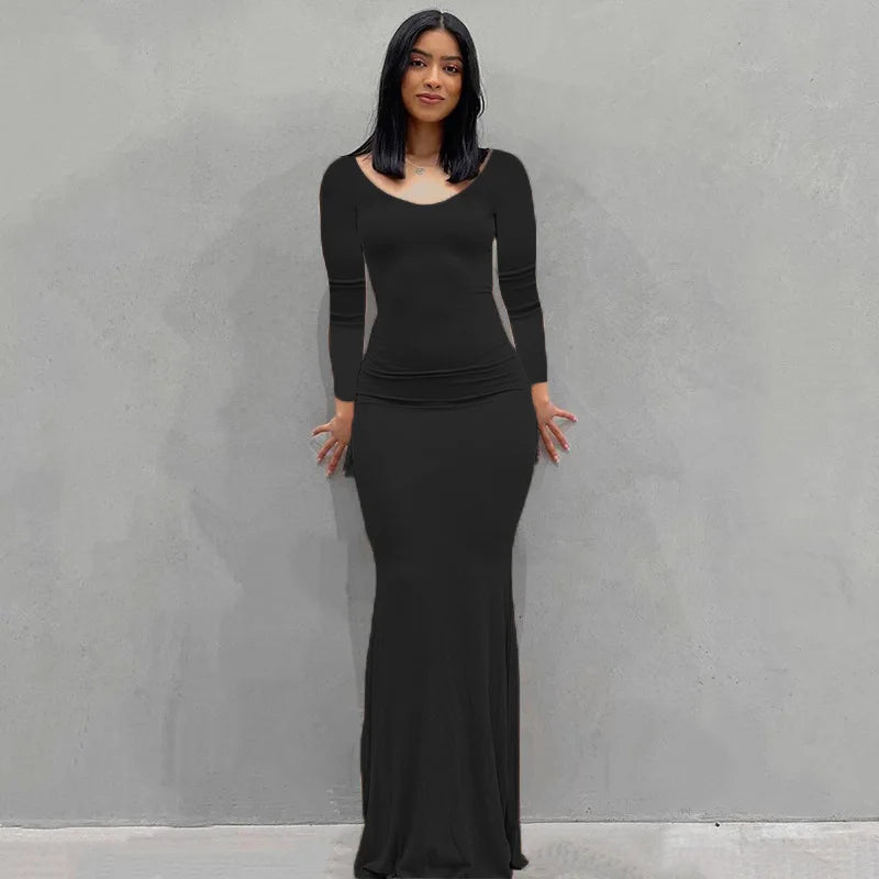 Dresses For Women 2023 Sexy Spaghetti Strap Black Long Dress Evening Y2k Sleeveless Solid Skinny Bodycon Maxi Vestidos